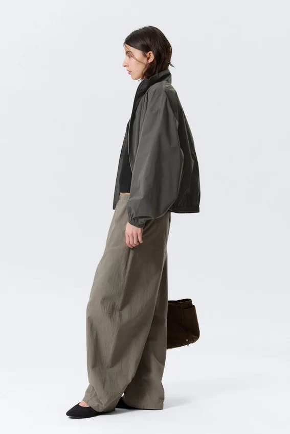 Pantalones holgados de talle bajo sin cremallera – Gris Pantalones holgados de talle bajo sin cremallera – Gris