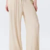 Pantalones holgados de talle medio con volantes – Beige claro Pantalones holgados de talle medio con volantes – Beige claro