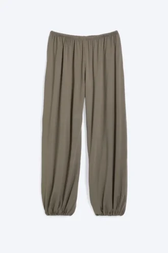 Pantalones holgados de talle medio – Gris empolvado