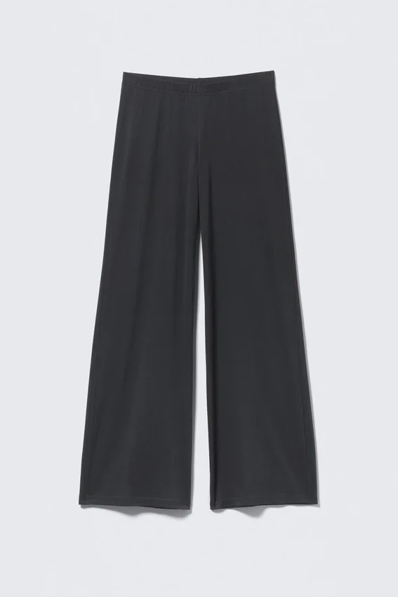 Pantalones holgados de tiro bajo y pierna ancha – Negro lavado Pantalones holgados de tiro bajo y pierna ancha – Negro lavado