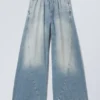 Pantalones joggers de denim anchos y holgados – Azul marea Pantalones joggers de denim anchos y holgados – Azul marea