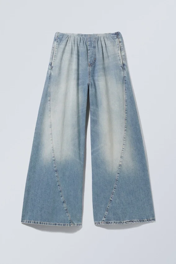 Pantalones joggers de denim anchos y holgados – Azul marea Pantalones joggers de denim anchos y holgados – Azul marea