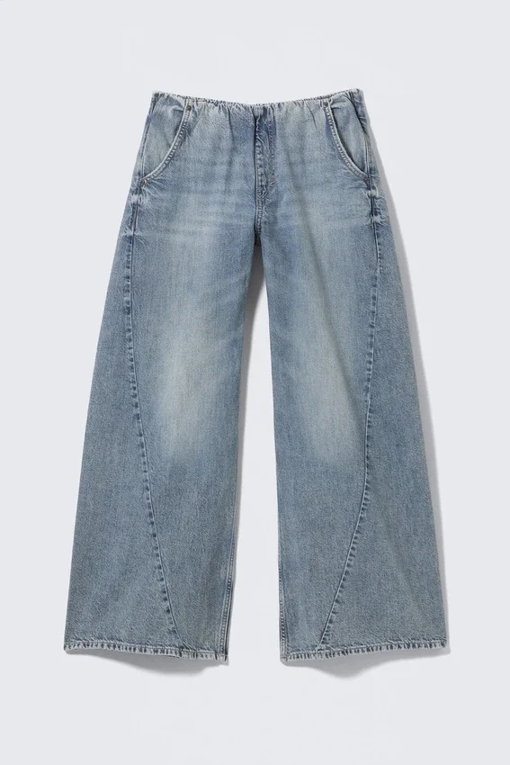 Pantalones joggers de denim de talle bajo y corte holgado – Azul desgastado – Azul medio Pantalones joggers de denim de talle bajo y corte holgado – Azul desgastado – Azul medio