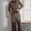 Pantalones Moe de corte holgado y cintura baja – Gris jaspeado Pantalones Moe de corte holgado y cintura baja – Gris jaspeado