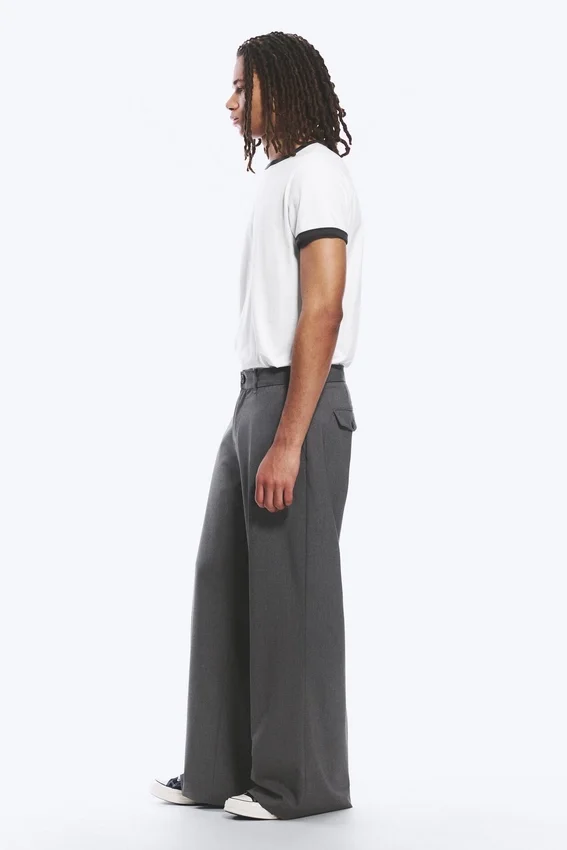 Pantalones Moe de corte holgado y cintura baja – Gris jaspeado Pantalones Moe de corte holgado y cintura baja – Gris jaspeado