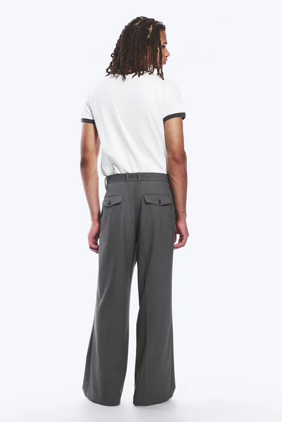 Pantalones Moe de corte holgado y cintura baja – Gris jaspeado Pantalones Moe de corte holgado y cintura baja – Gris jaspeado