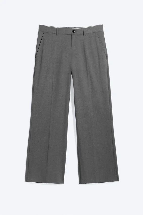 Pantalones Moe de corte holgado y cintura baja – Gris jaspeado Pantalones Moe de corte holgado y cintura baja – Gris jaspeado