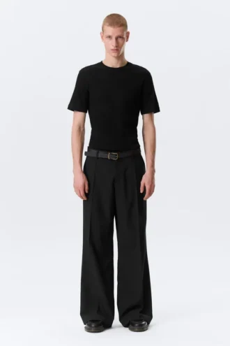 Pantalones Moe de corte holgado y cintura baja – Negro