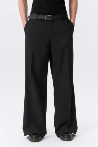 Pantalones Moe de corte holgado y cintura baja – Negro
