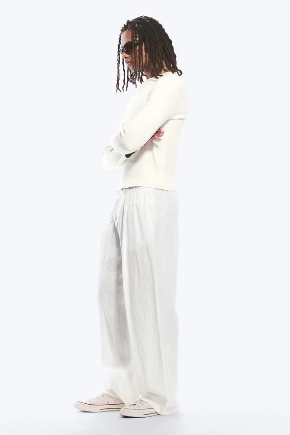 Pantalones rectos de corte holgado Adler en mezcla de lino – Blanco Pantalones rectos de corte holgado Adler en mezcla de lino – Blanco