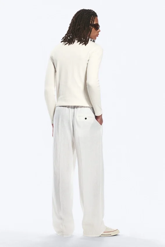 Pantalones rectos de corte holgado Adler en mezcla de lino – Blanco Pantalones rectos de corte holgado Adler en mezcla de lino – Blanco