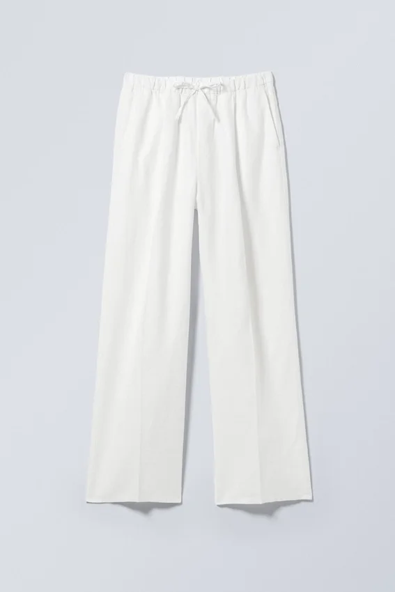 Pantalones rectos de corte holgado Adler en mezcla de lino – Blanco Pantalones rectos de corte holgado Adler en mezcla de lino – Blanco
