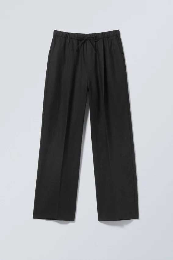 Pantalones rectos de corte holgado de mezcla de lino Adler – Negro Pantalones rectos de corte holgado de mezcla de lino Adler – Negro