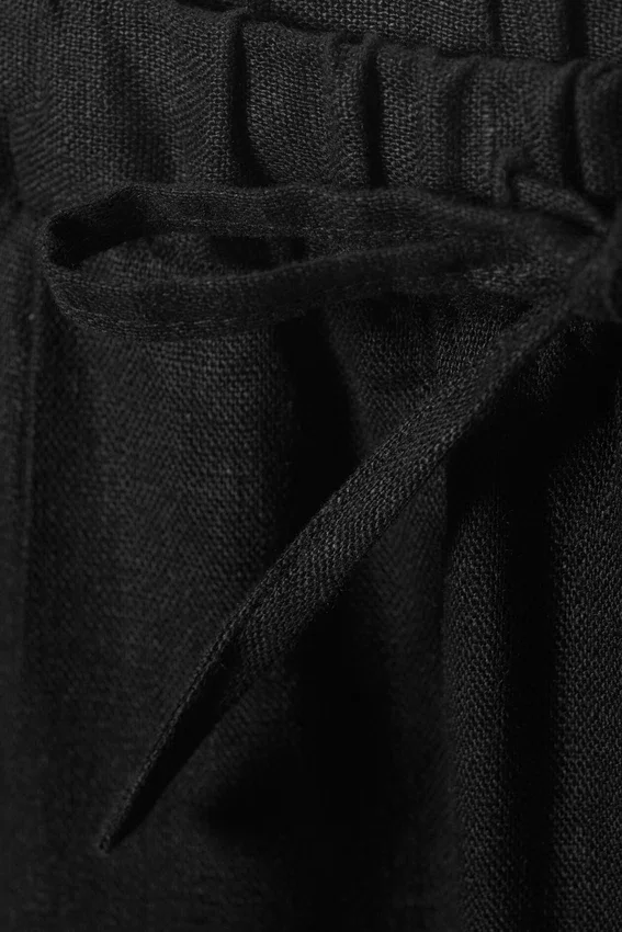 Pantalones rectos de corte holgado de mezcla de lino Adler – Negro Pantalones rectos de corte holgado de mezcla de lino Adler – Negro