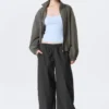 Pantalones ripstop de talle bajo sin cremallera – Gris oscuro