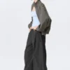 Pantalones ripstop de talle bajo sin cremallera – Gris oscuro