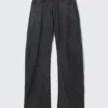 Pantalones tipo capullo de talle bajo y tejido arrugado – Azul oscuro Pantalones tipo capullo de talle bajo y tejido arrugado – Azul oscuro