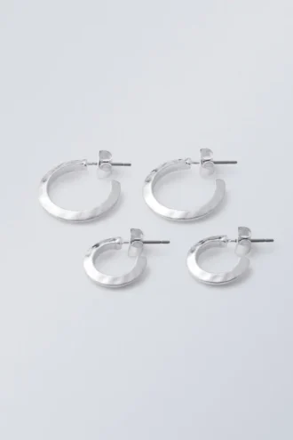 Pares de aros martillados – Plata