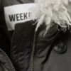 Parka bomber acolchada con ribete de piel sintética – Gris oscuro