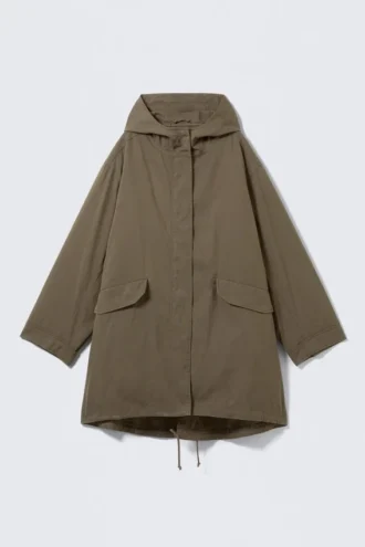 Parka oversize con forro desmontable – Marrón caqui
