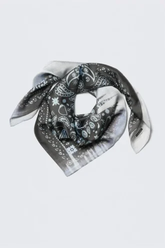 Pañuelo cuadrado estampado – Patrón Paisley negro/azul