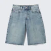 Peggy: pantalones cortos vaqueros de cintura baja, corte holgado y pernera ancha – Azul medio – Azul medio Peggy: pantalones cortos vaqueros de cintura baja, corte holgado y pernera ancha – Azul medio – Azul medio