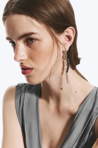 Pendientes con concha – Negro/Plata/Perla