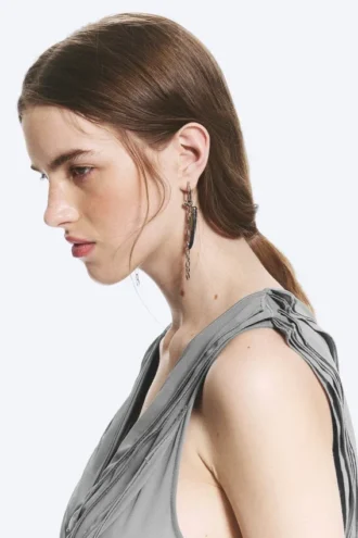 Pendientes con concha – Negro/Plata/Perla