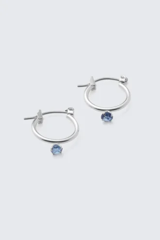Pendientes de aro aplastados – Plata – Turquesa