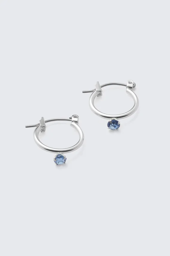 Pendientes de aro aplastados – Plata – Turquesa Pendientes de aro aplastados – Plata – Turquesa