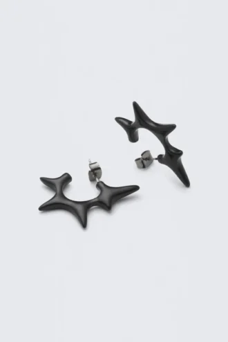Pendientes de aro con puntas – Negro