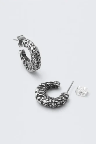 Pendientes de aro gruesos aplastados – Plata Pendientes de aro gruesos aplastados – Plata