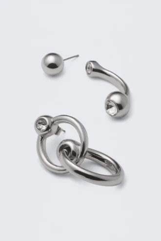 Pendientes de aro mixtos Pierce – Plata