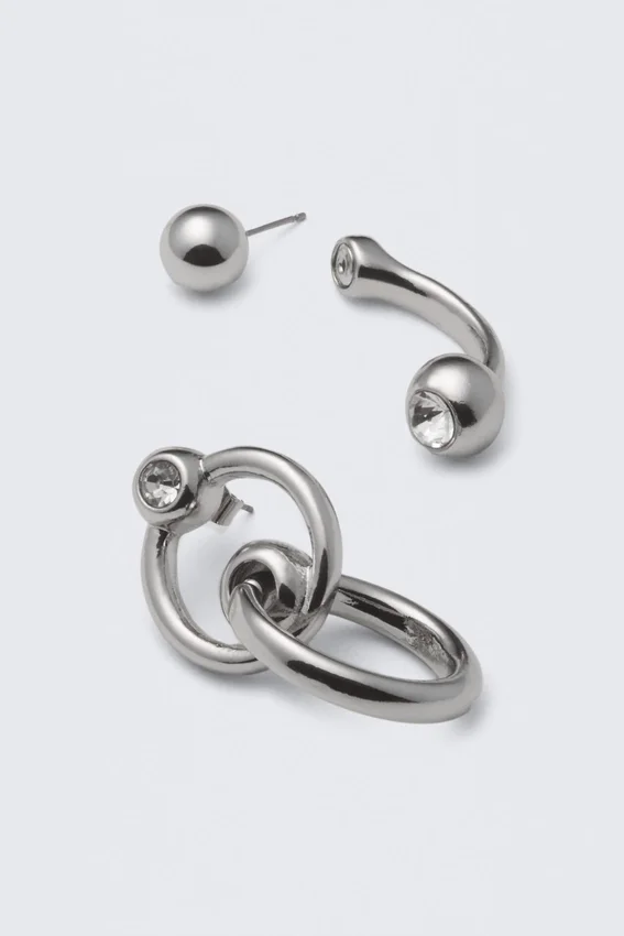 Pendientes de aro mixtos Pierce – Plata Pendientes de aro mixtos Pierce – Plata