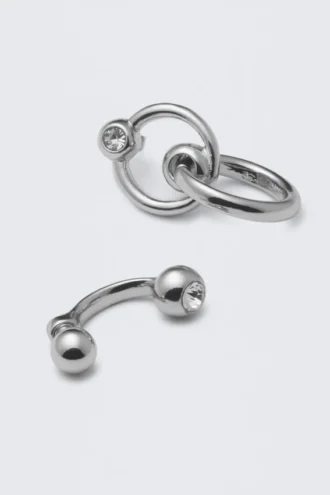 Pendientes de aro mixtos Pierce – Plata