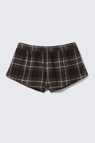 Pijama de franela a cuadros – Bóxers – Marrón a cuadros