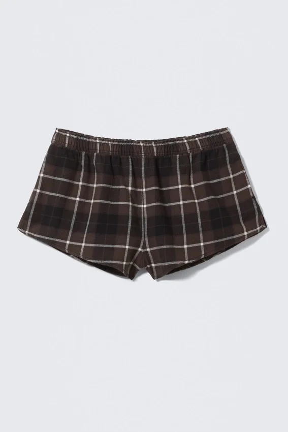 Pijama de franela a cuadros – Bóxers – Marrón a cuadros Pijama de franela a cuadros – Bóxers – Marrón a cuadros