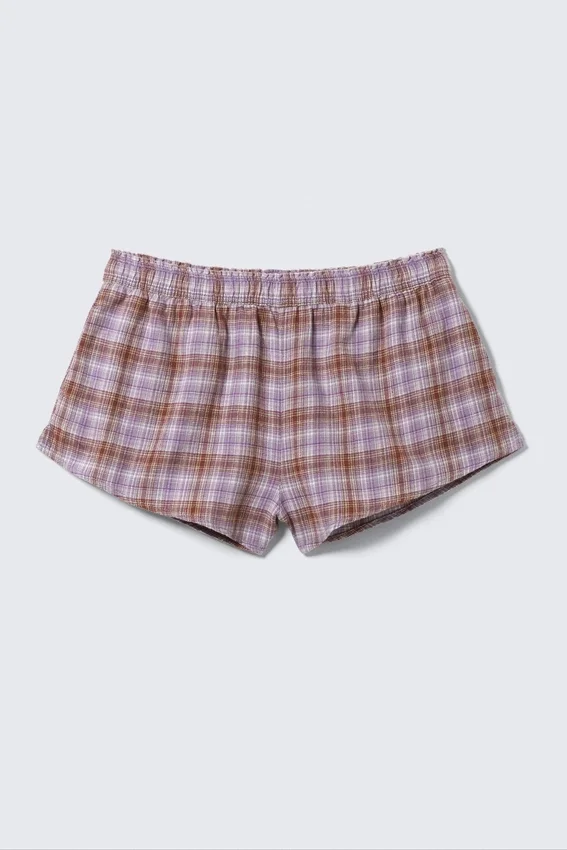 Pijama de franela con bóxers – Cuadros morados Pijama de franela con bóxers – Cuadros morados