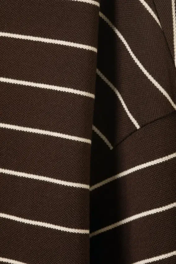 Polo de algodón de manga larga – Rayas marrón oscuro Polo de algodón de manga larga – Rayas marrón oscuro