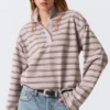 Polo de algodón de manga larga – Rayas rosa claro Polo de algodón de manga larga – Rayas rosa claro