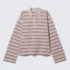Polo de algodón de manga larga – Rayas rosa claro Polo de algodón de manga larga – Rayas rosa claro