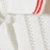 Polo de algodón de punto de pantalones cortos – Blanco – Rayas rojas Polo de algodón de punto de pantalones cortos – Blanco – Rayas rojas