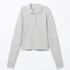 Polo de manga larga – Gris claro jaspeado Polo de manga larga – Gris claro jaspeado