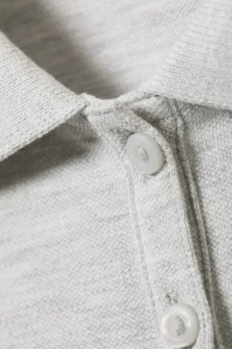 Polo de manga larga – Gris claro jaspeado