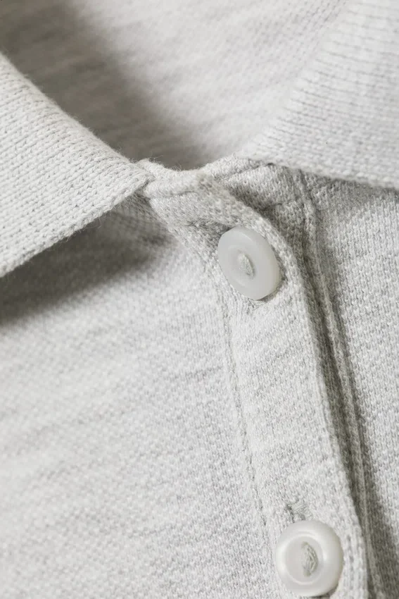 Polo de manga larga – Gris claro jaspeado Polo de manga larga – Gris claro jaspeado