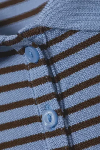 Polo de manga larga – Rayas azules y negras