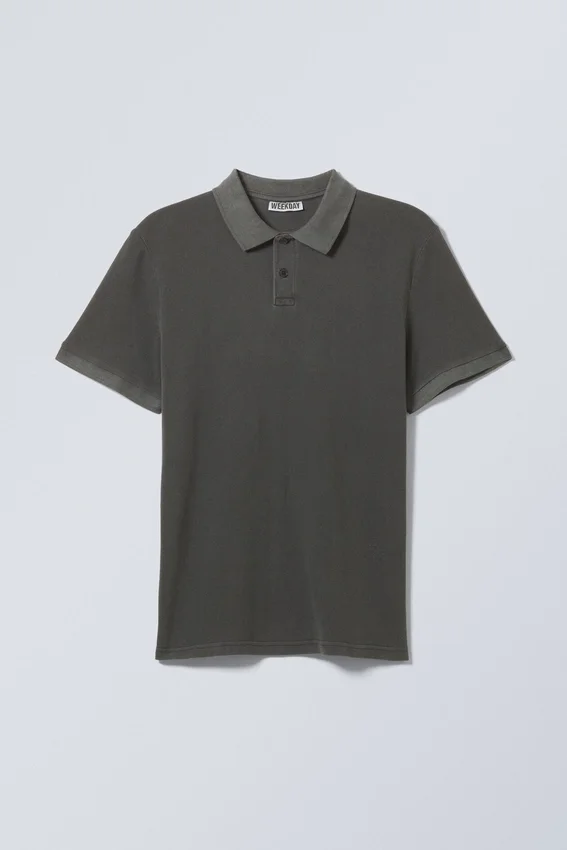 Polo de piqué de algodón de manga corta – Gris oscuro Polo de piqué de algodón de manga corta – Gris oscuro