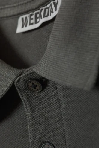 Polo de piqué de algodón de manga corta – Gris oscuro