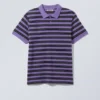 Polo de piqué de algodón de manga corta – Lilas a rayas Polo de piqué de algodón de manga corta – Lilas a rayas