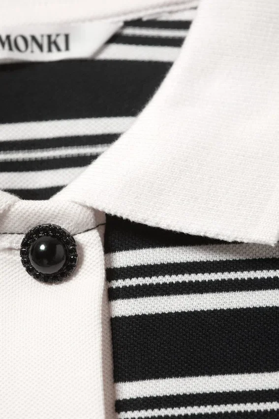 Polo de rugby de manga larga – Rayas blancas y negras Polo de rugby de manga larga – Rayas blancas y negras